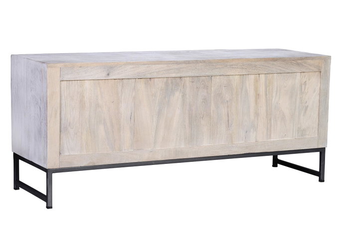 GINER Y COLOMER Mueble TV de madera de mango y patas de metal blanco envejecido